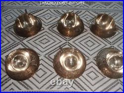 ANTIQUE Cup and Saucer Set of 6 GOLDEN DIWALI GIFT VINTAGE PURE BRASS