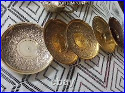 ANTIQUE Cup and Saucer Set of 6 GOLDEN DIWALI GIFT VINTAGE PURE BRASS