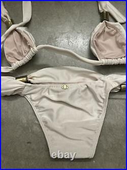 Adriana Degreas White And Gold Bikini Set