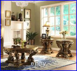 Ant Gold & Perfect Brown Coffee Table Set 3Pcs Traditional Homey Design HD-8008