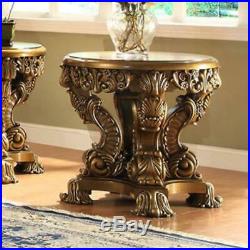 Ant Gold & Perfect Brown Coffee Table Set 3Pcs Traditional Homey Design HD-8008