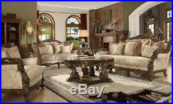 Ant Gold & Perfect Brown Living Room Set 3 Pcs Traditional Homey Design HD-1609