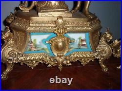 Antique 1881 French PH Mourey Japy Freres Garniture Set Runs Perfect