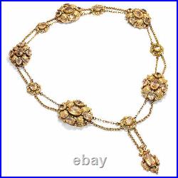 Antique Biedermeier Set, Necklace & Earrings Um 1840 Pure Topaz & Gold, Victorian