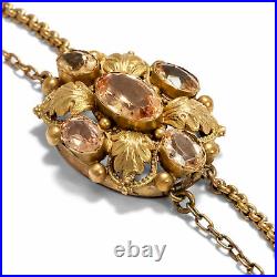 Antique Biedermeier Set, Necklace & Earrings Um 1840 Pure Topaz & Gold, Victorian