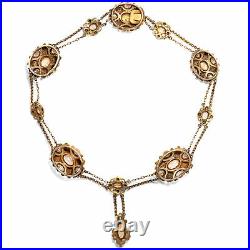 Antique Biedermeier Set, Necklace & Earrings Um 1840 Pure Topaz & Gold, Victorian