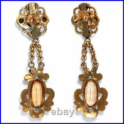 Antique Biedermeier Set, Necklace & Earrings Um 1840 Pure Topaz & Gold, Victorian