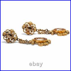 Antique Biedermeier Set, Necklace & Earrings Um 1840 Pure Topaz & Gold, Victorian