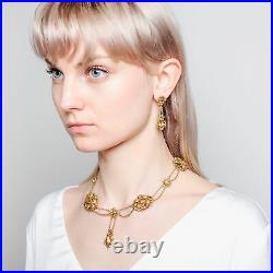 Antique Biedermeier Set, Necklace & Earrings Um 1840 Pure Topaz & Gold, Victorian