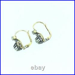 Antique Dormeuse Earrings Gold Gilt Trembleuse Paste Claw Set Stones Perfect1900