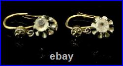 Antique Dormeuse Earrings Trembleuse Paste Claw Set Stones Perfect Gold C. 1900s