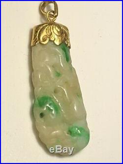Antique Emerald Jadeite Pendant set in 22K Pure Solid Yellow Gold