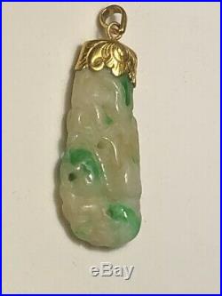 Antique Emerald Jadeite Pendant set in 22K Pure Solid Yellow Gold