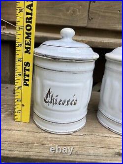 Antique French White and Gold Enamel Canister Set 4