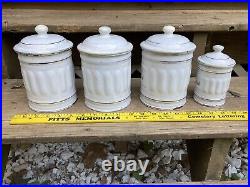 Antique French White and Gold Enamel Canister Set 4