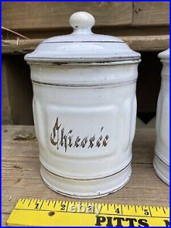 Antique French White and Gold Enamel Canister Set 4