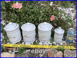 Antique French White and Gold Enamel Canister Set 4