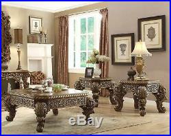 Antique Gold & Perfect Brown Coffee Table Set 3 Homey Design HD-8011 Traditional