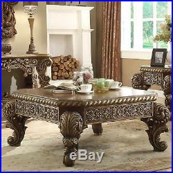 Antique Gold & Perfect Brown Coffee Table Set 3 Homey Design HD-8011 Traditional