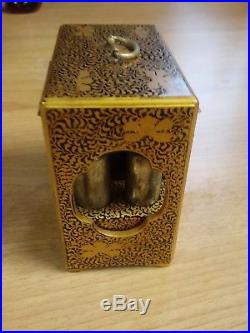 Antique Japanese Ohanami Sage Jubako Picnic Set Box Gold with 2 Pure Silver Sake