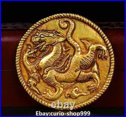 Antique Pure Silver 24K Gold Dragon Tiger Xuanwu Zhuque Seal Stamp Signet Set