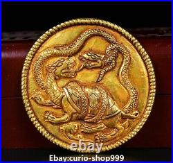 Antique Pure Silver 24K Gold Dragon Tiger Xuanwu Zhuque Seal Stamp Signet Set