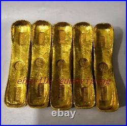 Antique gold and gold bullion Fu Lu Shou Xi Cai set-Pure copper gold ingot