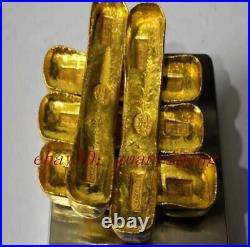 Antique gold and gold bullion Fu Lu Shou Xi Cai set-Pure copper gold ingot