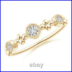 April Birthstone-Three Stone Bezel Set Lab Diamond Ring Size 9 14k Yellow Gold