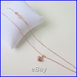 Au750 Pure 18K Rose Gold Necklace Women O Link Heart Chain Set 16.5-18inch