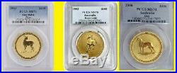 Australia Gold 02 03 06 Lunar 3 Coins Set 3 Oz Pure Gold Pcgs Ms 70 Low Pop