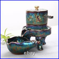 Automatic Tea set Kiln change colorful tea pot & cups & mats Pure gold plating