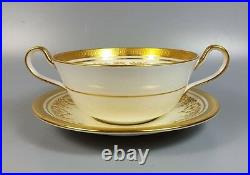 Aynsley Gold Dowery Set Of 8 X Cream Soup Coupes / Cups And Saucers (perfect)