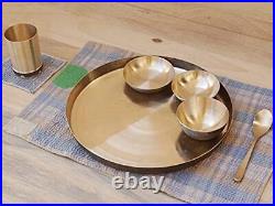 Ayurveda Pure Kansa Bronze Dinner Platinum Solid Dinnerware Thali Set (Gold)