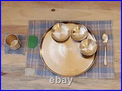Ayurveda Pure Kansa Bronze Dinner Platinum Solid Dinnerware Thali Set (Gold)