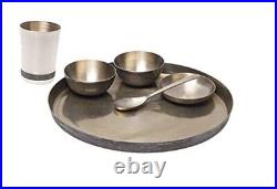 Ayurveda Pure Kansa Bronze Dinner Platinum Solid Dinnerware Thali Set (Gold)