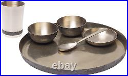 Ayurveda Pure Kansa Bronze Dinner Platinum Solid Dinnerware Thali Set (Gold), 6