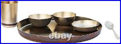 Ayurveda Pure Kansa Bronze Dinner Platinum Solid Dinnerware Thali Set (Gold), 6