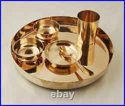 Ayurveda Pure Kansa Bronze Dinner Thali Set, Gold