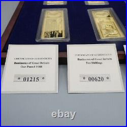Banknotes Of Great Britain Ingot Coin Set 6 Ingots Gold Plated Boxed Perfect