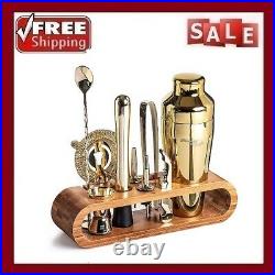 Bartender Kit 10-Piece Bar Tool Set with Stylish Bamboo Stand Perfect Home Barten