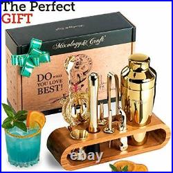 Bartender Kit 10-Piece Bar Tool Set with Stylish Bamboo Stand Perfect Home Barten