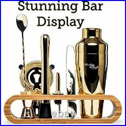 Bartender Kit 10-Piece Bar Tool Set with Stylish Bamboo Stand Perfect Home Barten