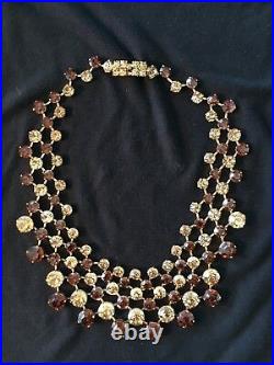 Beautiful Vintage Gold, Bronze & Chocolate Stone Choker Perfect Round Prong Set