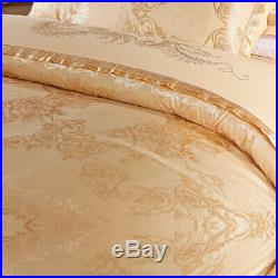 Bedding set 4pcs Satin jacquard pure cotton Duvet cover flat sheet 2 pillowcases