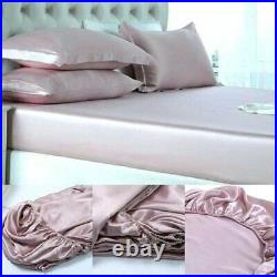 Bedify Bedding 100% Pure Silk Satin Sheet Set 7pcs, Silk Fitted Sheet 15''