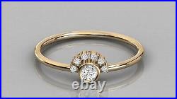 Bezel & Prong Set Perfect Round Cut Moissanite In 10K Yellow Gold Half Halo Ring