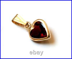 Bezel Set Blood Red Heart Shape Ruby In Pure 10K Yellow Gold Heart Shape Pendant