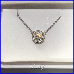 Bezel Set Moissanite Round Solitaire Necklace 925 Silver or 14k Gold