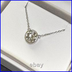 Bezel Set Moissanite Round Solitaire Necklace 925 Silver or 14k Gold